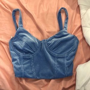blue bustier crop top